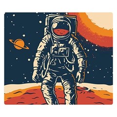 Vintage Retro Space Posters Astronaut Premium Plush Fleece Blanket (small) by Sarkoni