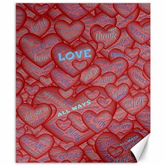 Love Hearts Valentine Red Symbol Canvas 8  X 10  by Paksenen