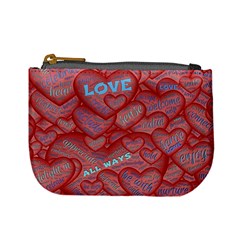 Love Hearts Valentine Red Symbol Mini Coin Purse by Paksenen