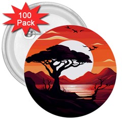 Tree Lake Bird 3  Buttons (100 Pack)  by Bedest