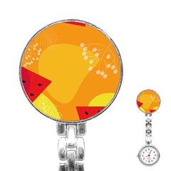 Watermelon Flower Stainless Steel Nurses Watch