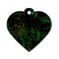 Circuits Circuit Board Green Technology Dog Tag Heart (one Side) by Ndabl3x