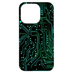 Circuits Circuit Board Green Iphone 14 Pro Black Uv Print Case by Ndabl3x