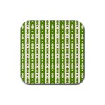Christmas Green Tree Background Rubber Coaster (Square)