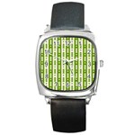 Christmas Green Tree Background Square Metal Watch