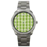 Christmas Green Tree Background Sport Metal Watch