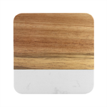 Christmas Green Tree Background Marble Wood Coaster (Square)