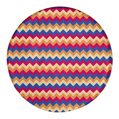 Zigzag Pattern Seamless Zig Zag Background Color Round Glass Fridge Magnet (4 Pack) by Ket1n9