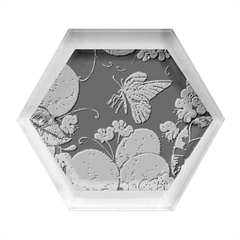 Embroidery Blossoming Lemons Butterfly Seamless Pattern Hexagon Wood Jewelry Box by Ket1n9