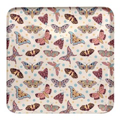 Pattern With Butterflies Moths Square Glass Fridge Magnet (4 Pack) by Ket1n9