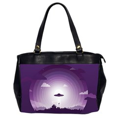 Ufo Illustration Style Minimalism Silhouette Oversize Office Handbag (2 Sides) by Cendanart