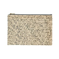 Close Up Photo Of Black Text Old Handwriting Leave Old Script Cosmetic Bag (large) by Cendanart