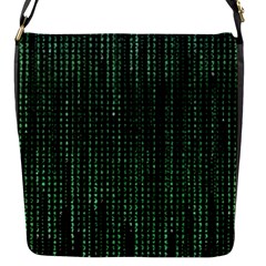 Green Matrix Code Illustration Digital Art Portrait Display Flap Closure Messenger Bag (s) by Cendanart