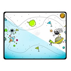 Astronaut Spaceship Two Sides Fleece Blanket (small)