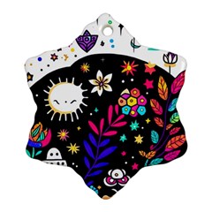 Rainbow Fun Cute Minimal Doodle Snowflake Ornament (two Sides)