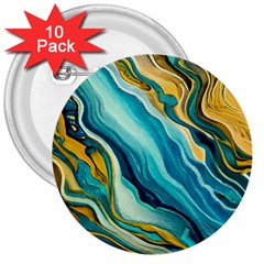 Painting Liquid Water 3  Buttons (10 Pack) 