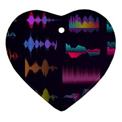 Colorful Sound Wave Set Ornament (heart)