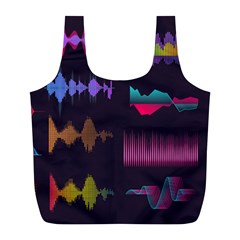 Colorful Sound Wave Set Full Print Recycle Bag (l)