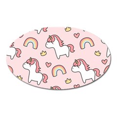 Cute Unicorn Rainbow Seamless Pattern Background Oval Magnet