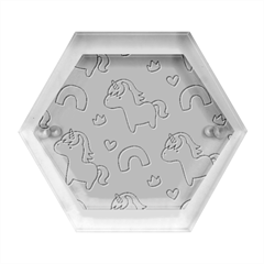 Cute Unicorn Rainbow Seamless Pattern Background Hexagon Wood Jewelry Box by Bedest