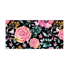 Black & Pink Floral Pattern Yoga Workout Headbands by CoolDesigns