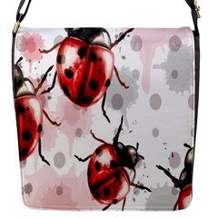 Ladybugs Pattern Texture Watercolor Flap Closure Messenger Bag (s)