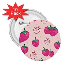Seamless Strawberry Fruit Pattern Background 2 25  Buttons (10 Pack) 