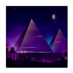 Egyptian Pyramids Night Landscape Cartoon Tile Coaster