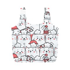 Cute Cat Chef Cooking Seamless Pattern Cartoon Full Print Recycle Bag (m)