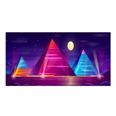 Egyptian Pyramids Night Landscape Cartoon Art Satin Shawl 45  X 80 