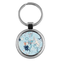 Crane Pattern Bird Animal Nature Key Chain (round)