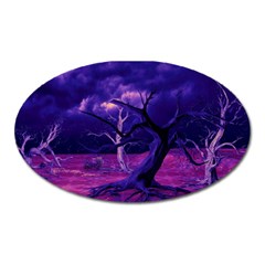 Forest Night Sky Clouds Mystical Oval Magnet