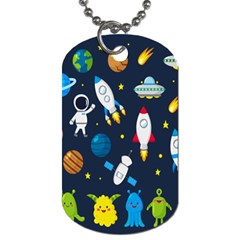 Big Set Cute Astronauts Space Planets Stars Aliens Rockets Ufo Constellations Satellite Moon Rover V Dog Tag (one Side)