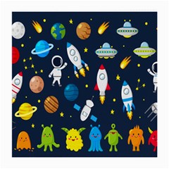 Big Set Cute Astronauts Space Planets Stars Aliens Rockets Ufo Constellations Satellite Moon Rover V Medium Glasses Cloth (2 Sides)