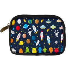 Big Set Cute Astronauts Space Planets Stars Aliens Rockets Ufo Constellations Satellite Moon Rover V Digital Camera Leather Case by Bedest