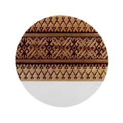 Illustration Ukrainian Folk Seamless Pattern Ornament Marble Wood Coaster (round) by Bedest