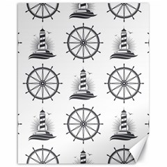 Marine Nautical Seamless Pattern With Vintage Lighthouse Wheel Canvas 16  X 20 