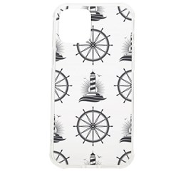Marine Nautical Seamless Pattern With Vintage Lighthouse Wheel Iphone 12 Pro Max Tpu Uv Print Case by Bedest