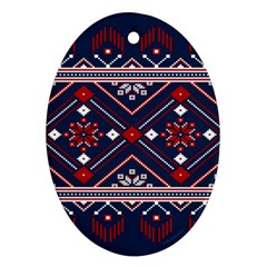 Ukrainian Folk Seamless Pattern Ornament Art Ornament (oval)