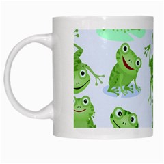 Cute Green Frogs Seamless Pattern White Mug