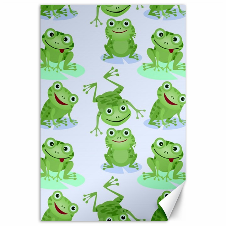 Cute Green Frogs Seamless Pattern Canvas 24  x 36 