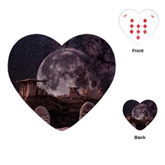 In The Cosmos Moon Sci-fi Space Sky Playing Cards Single Design (heart) by Cendanart