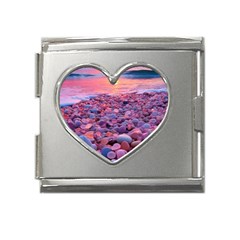 Sea Beach Water Sunset Ocean Mega Link Heart Italian Charm (18mm) by Ndabl3x