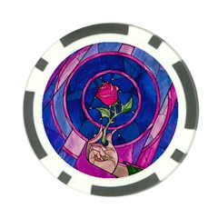 Enchanted Rose Stained Glass Poker Chip Card Guard (10 Pack) by Cendanart