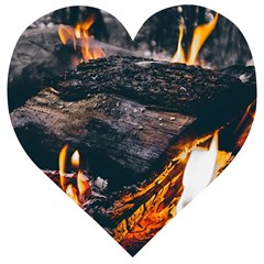 Wood Fire Camping Forest On Wooden Puzzle Heart