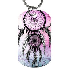 Dream Catcher Art Feathers Pink Dog Tag (two Sides) by Bedest