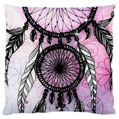 Dream Catcher Art Feathers Pink Large Premium Plush Fleece Cushion Case (one Side)