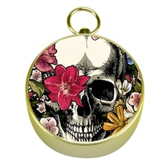 Skull Flowers American Native Dream Catcher Legend Gold Compasses by Bedest