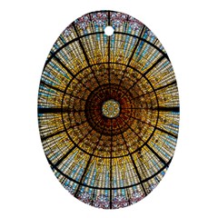 Barcelona Glass Window Stained Glass Oval Ornament (two Sides) by Cendanart