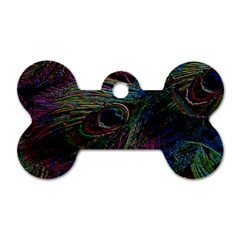 Peacock Feather Paradise Dog Tag Bone (two Sides)